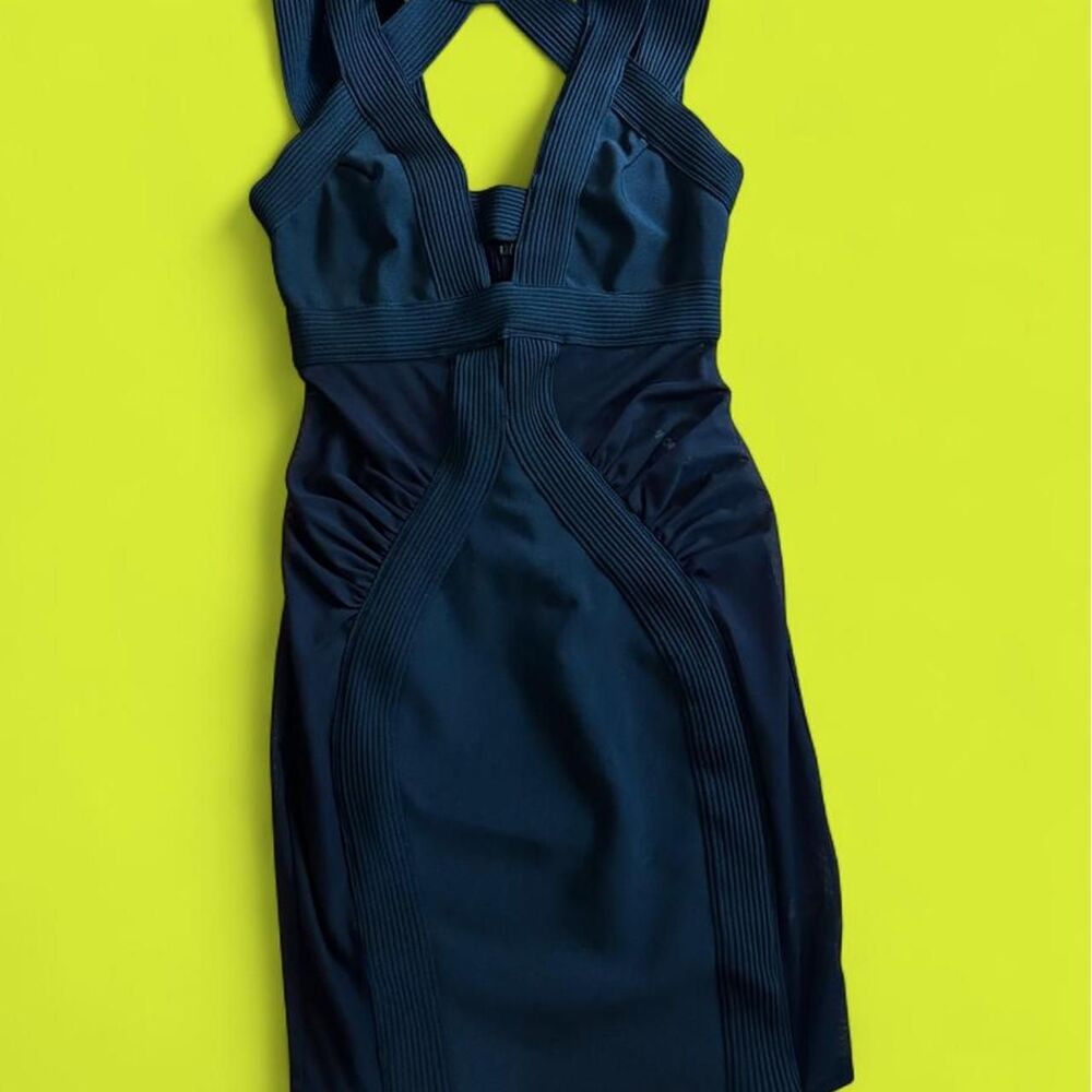 Black Bandage Bodycon Midi Dress Halter Open Back Cutout Small